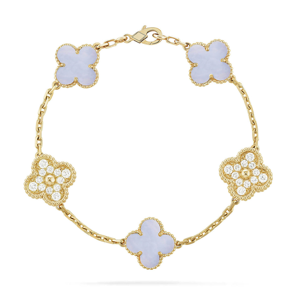 [Resenly Jewelry] CLOVER 5 MOTIF PURPLE CHALCEDONY BRACELET COLLECTION
