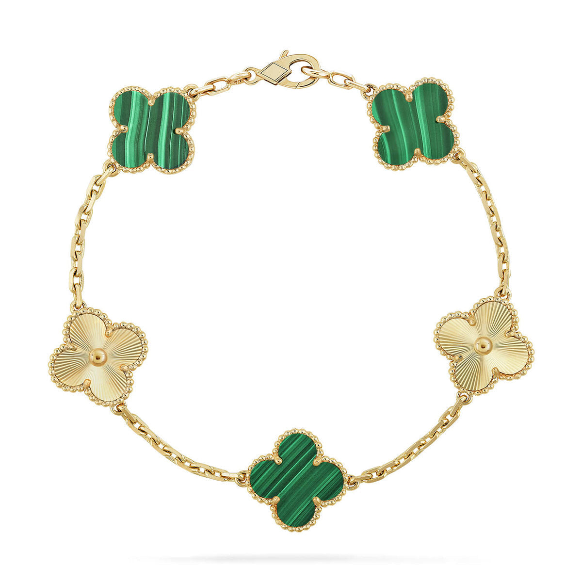 [Resenly Jewelry] CLOVER 5 MOTIF MALACHITE BRACELET COLLECTION