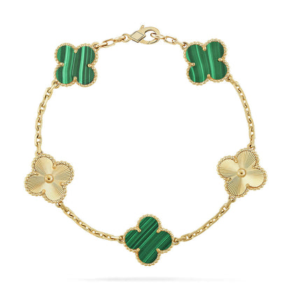 [Resenly Jewelry] CLOVER 5 MOTIF MALACHITE BRACELET COLLECTION