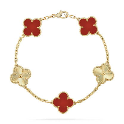 [Resenly Jewelry] CLOVER 5 MOTIF RED CORNELIAN BRACELET COLLECTION