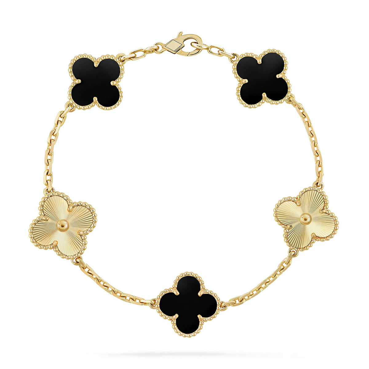 [Resenly Jewelry] CLOVER 5 MOTIF ONYXS BRACELET COLLECTION