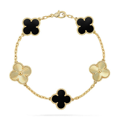 [Resenly Jewelry] CLOVER 5 MOTIF ONYXS BRACELET COLLECTION