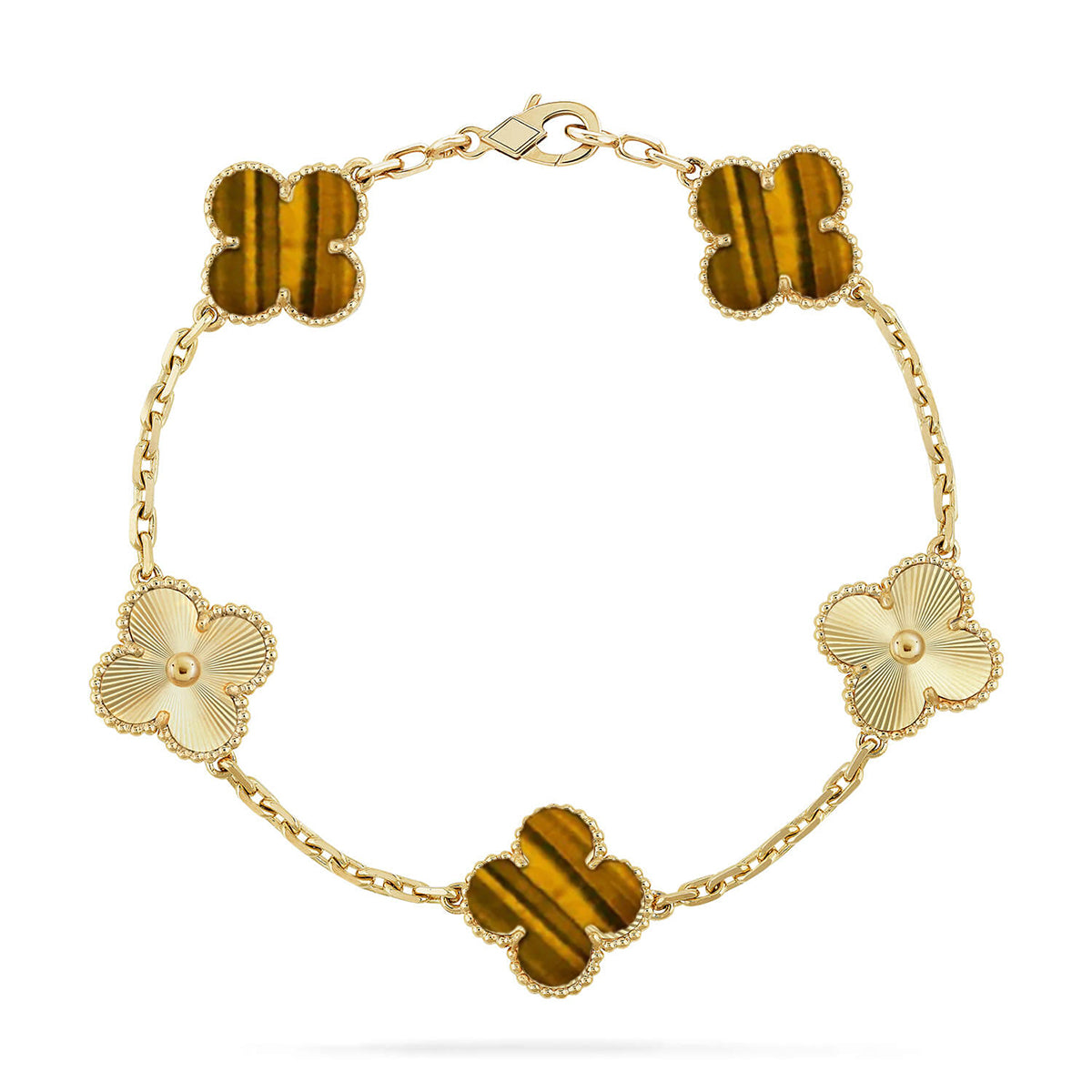 [Resenly Jewelry] CLOVER 5 MOTIFS TIGER EYE BRACELET COLLECTION