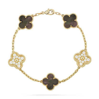 [Resenly Jewelry] CLOVER 5 MOTIF GRAY MOP BRACELET COLLECTION