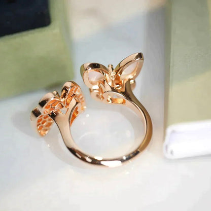[Resenly Jewelry]TWIN BUTTERFLY DIAMOND MOP RING