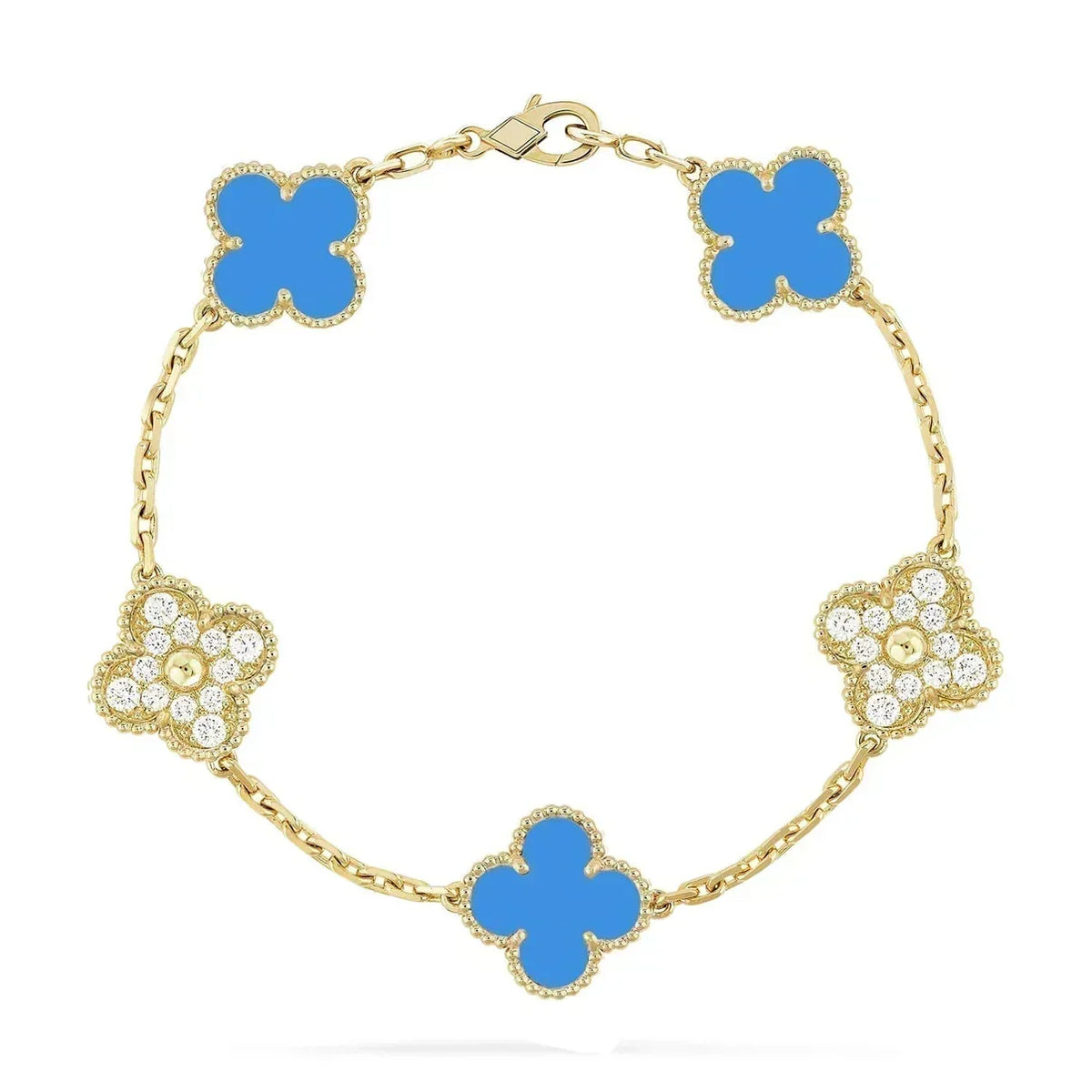[Resenly Jewelry] CLOVER 5 MOTIF BLUE AGATE BRACELET COLLECTION