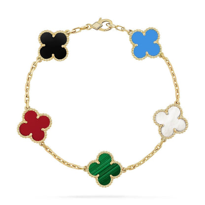 [Resenly Jewelry]CLOVER 5 MOTIFS MULTICOLOR BRACELET