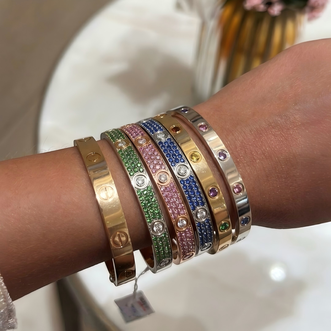 [Resenly Jewelry]2026 PAVE GEMSTONE LOVE BRACELET 6.1MM 10 DIAMONDS