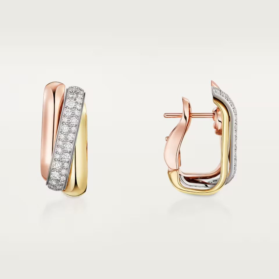 [Resenly Jewelry]TRINITY HALF DIAMOND  CUSHION EARRINGS
