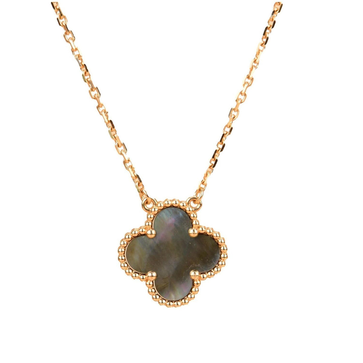 [Resenly Jewelry]CLOVER 15MM  GRAY MOTHER OF PEARL NECKLACE