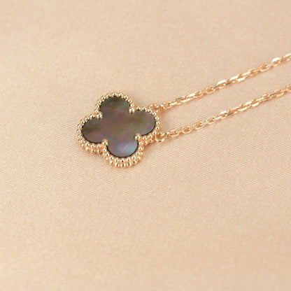 [Resenly Jewelry]CLOVER 15MM  GRAY MOTHER OF PEARL NECKLACE