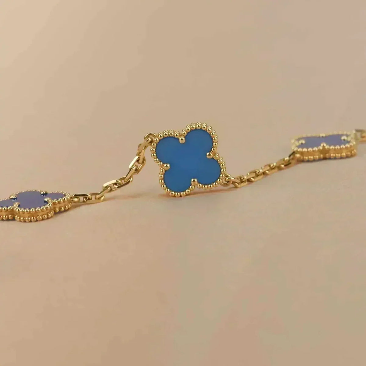[Resenly Jewelry] CLOVER 5 MOTIF BLUE AGATE BRACELET COLLECTION