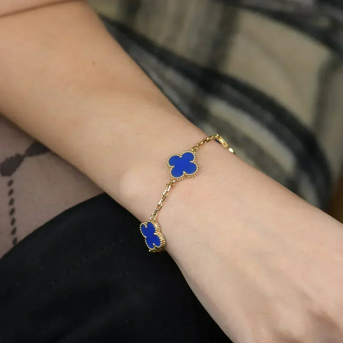 [Resenly Jewelry] CLOVER 5 MOTIF BLUE AGATE BRACELET COLLECTION