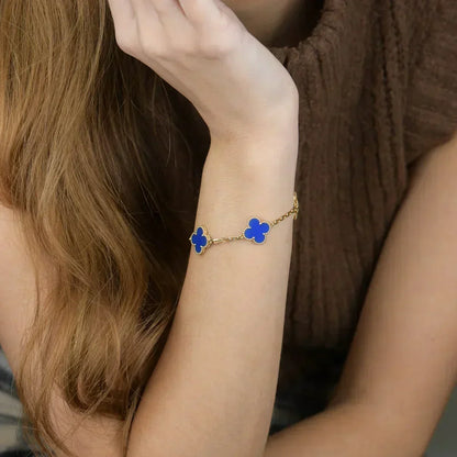 [Resenly Jewelry] CLOVER 5 MOTIF BLUE AGATE BRACELET COLLECTION