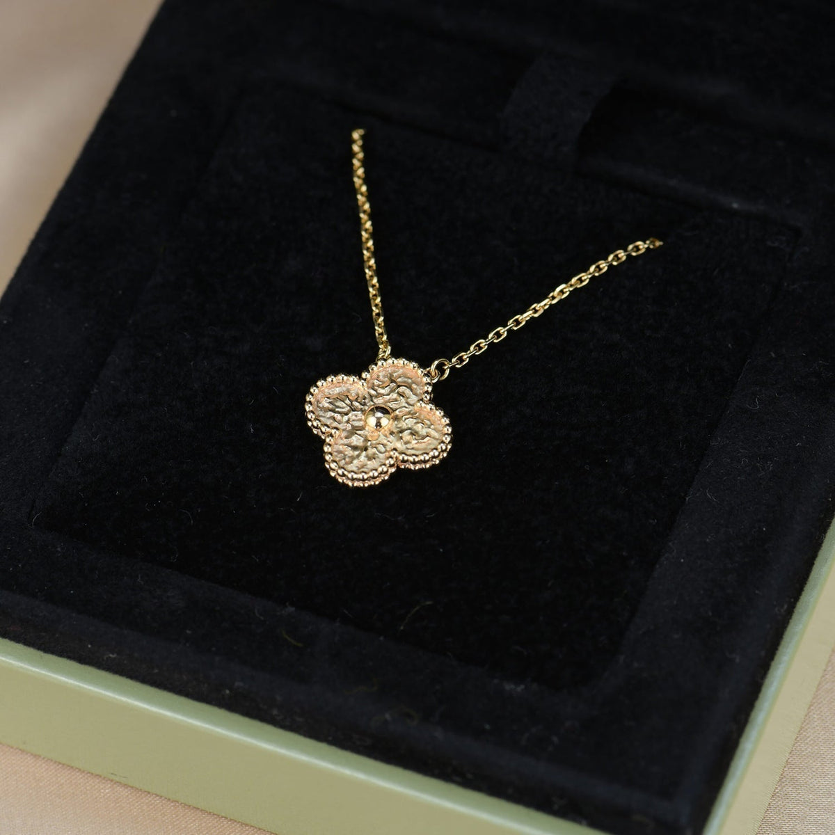 [Resenly Jewelry]CLOVER 15MM  BRONZING NECKLACE