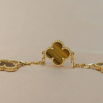 [Resenly Jewelry] CLOVER 5 MOTIFS TIGER EYE BRACELET COLLECTION