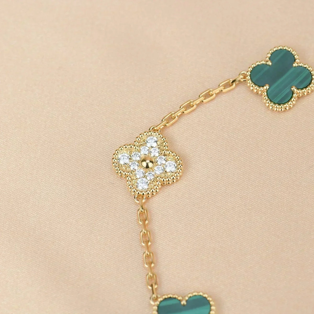[Resenly Jewelry] CLOVER 5 MOTIF MALACHITE BRACELET COLLECTION