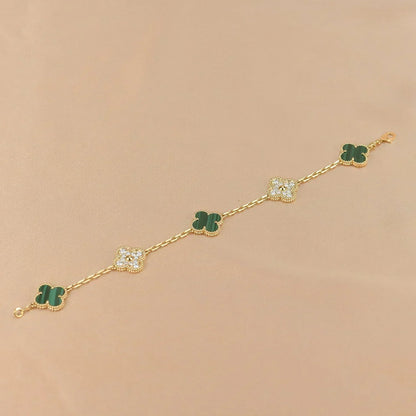 [Resenly Jewelry] CLOVER 5 MOTIF MALACHITE BRACELET COLLECTION