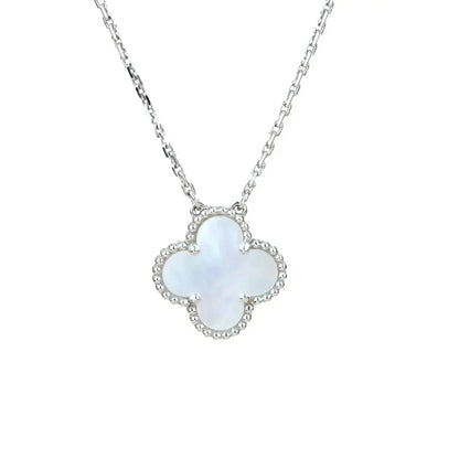 [Resenly Jewelry]CLOVER  15MM WHITE MOTHER-OF-PEARL SILVER