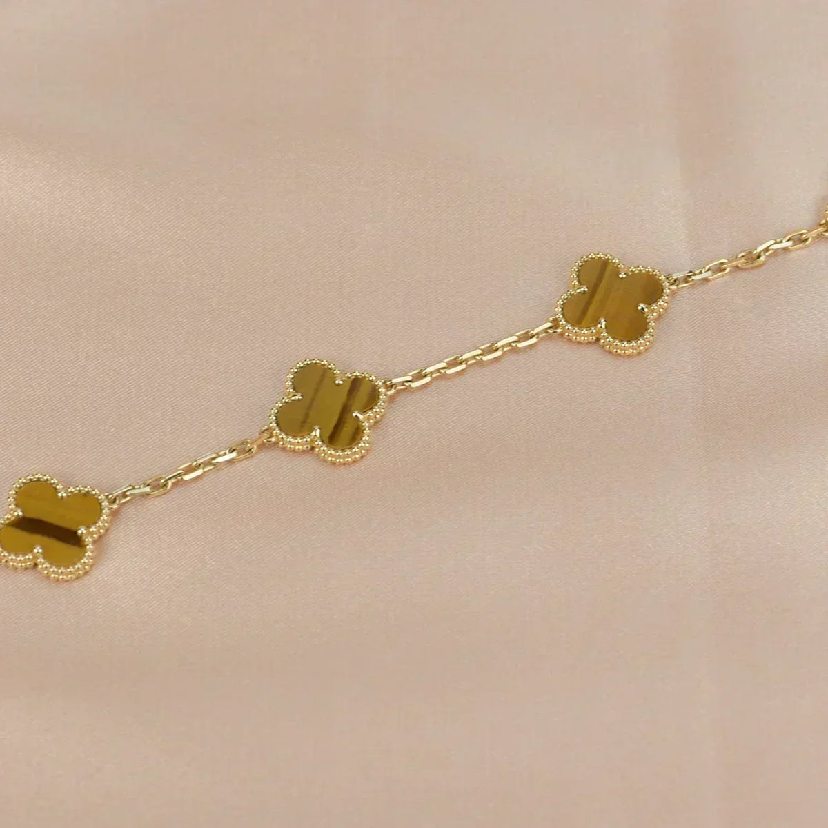 [Resenly Jewelry] CLOVER 5 MOTIFS TIGER EYE BRACELET COLLECTION