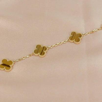 [Resenly Jewelry] CLOVER 5 MOTIFS TIGER EYE BRACELET COLLECTION