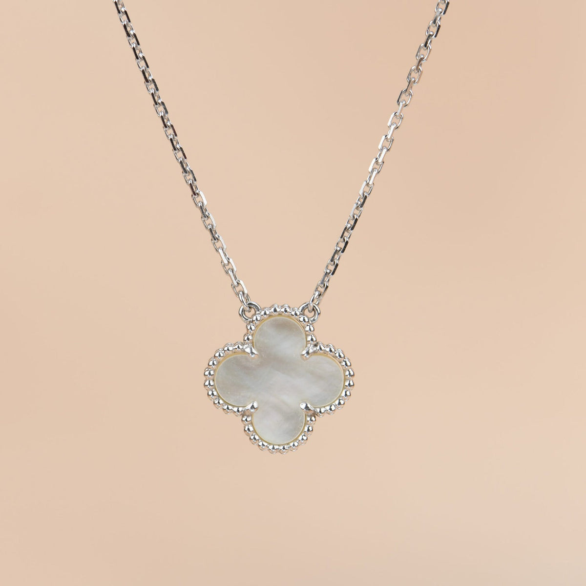 [Resenly Jewelry]CLOVER  15MM WHITE MOTHER-OF-PEARL SILVER