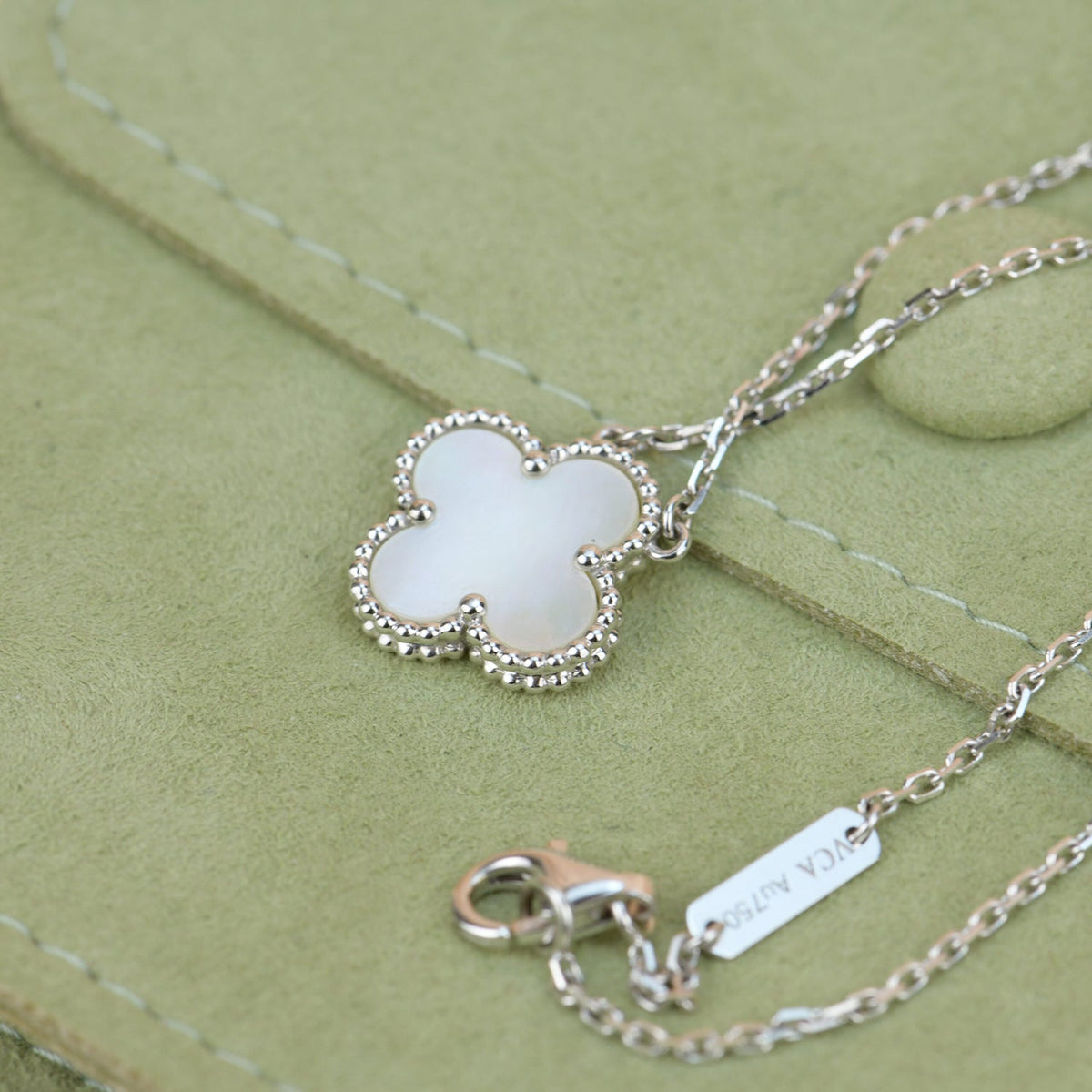 [Resenly Jewelry]CLOVER  15MM WHITE MOTHER-OF-PEARL SILVER