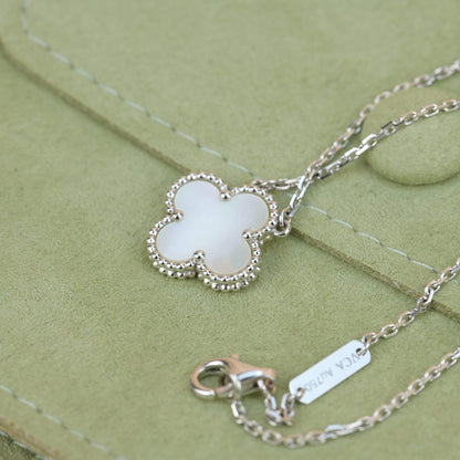[Resenly Jewelry]CLOVER  15MM WHITE MOTHER-OF-PEARL SILVER