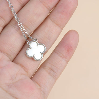 [Resenly Jewelry]CLOVER  15MM WHITE MOTHER-OF-PEARL SILVER