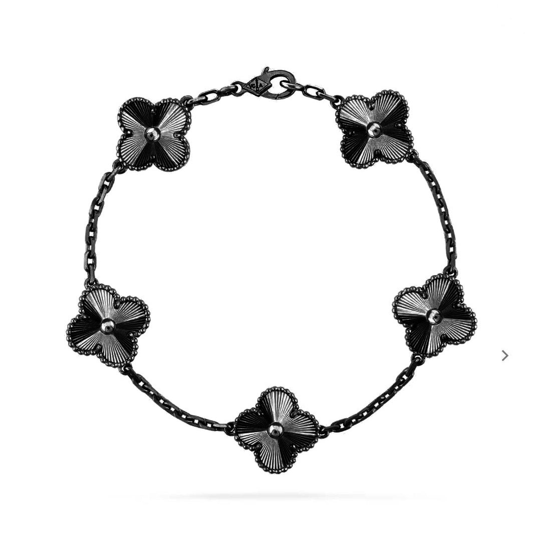 [Resenly Jewelry]CLOVER 5 MOTIF BLACK BRACELET