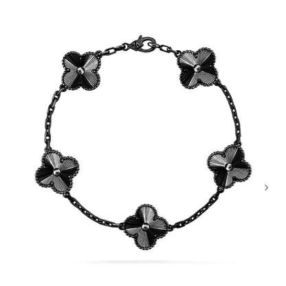 [Resenly Jewelry]CLOVER 5 MOTIF BLACK BRACELET