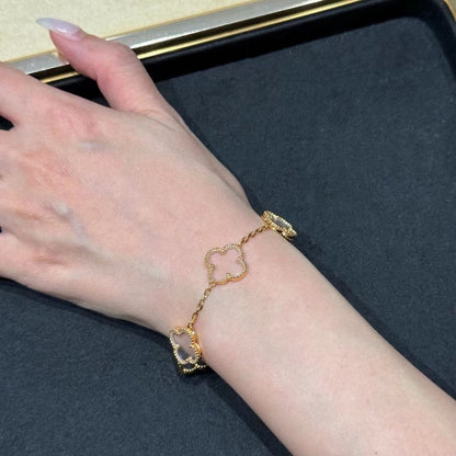 [Resenly Jewelry]CLOVER 5 MOTIF ROCK CRYSTAL BRACELET