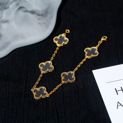 [Resenly Jewelry]CLOVER 5 MOTIF ROCK CRYSTAL BRACELET