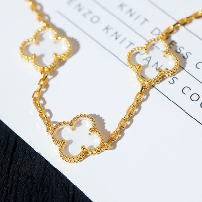 [Resenly Jewelry]CLOVER 5 MOTIF ROCK CRYSTAL BRACELET