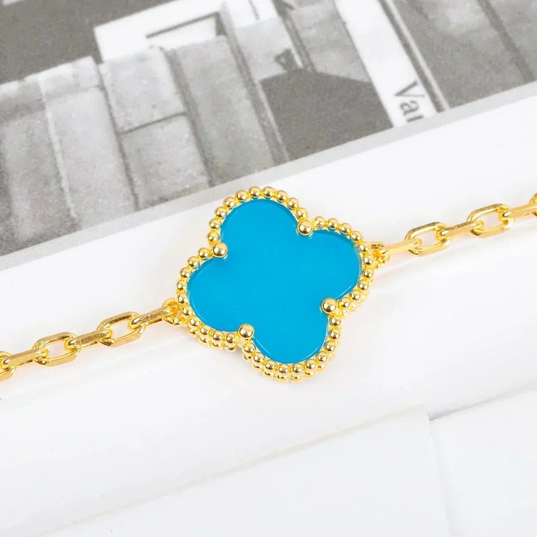 [Resenly Jewelry] CLOVER 5 MOTIF TURQUOISE BRACELET COLLECTION