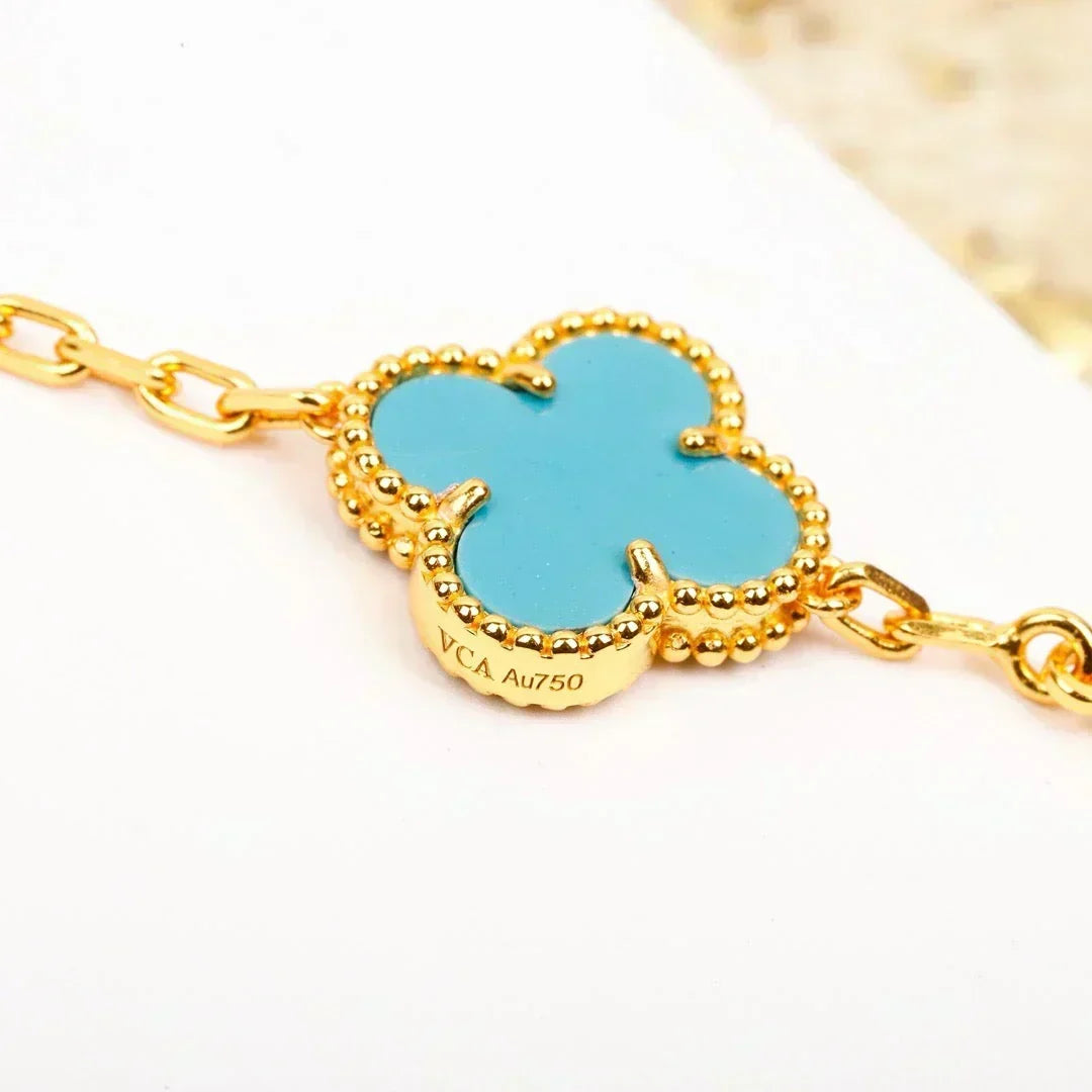 [Resenly Jewelry] CLOVER 5 MOTIF TURQUOISE BRACELET COLLECTION