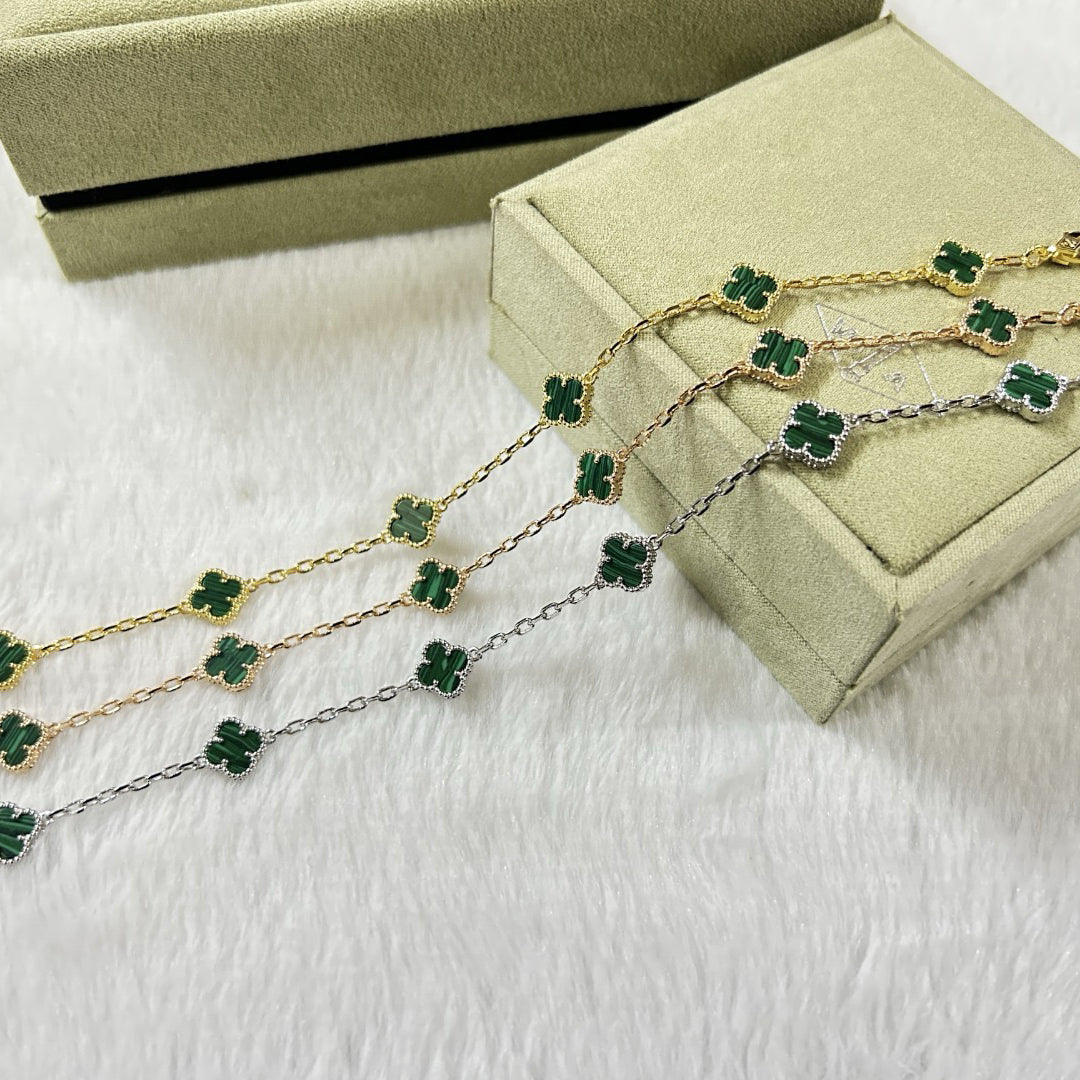[Resenly Jewelry]CLOVER 6 MOTIF MALACHITE BRACELET