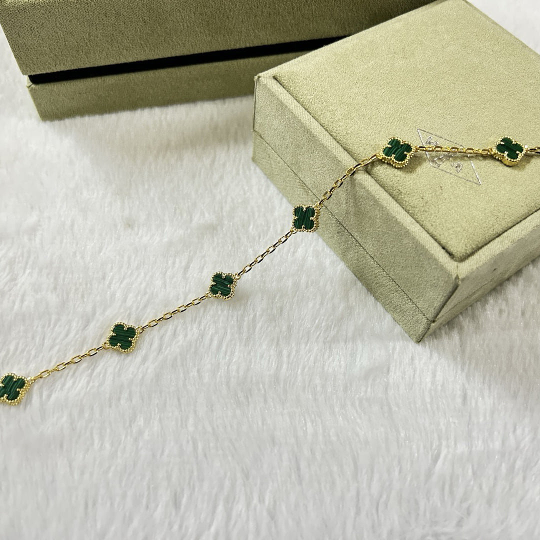 [Resenly Jewelry]CLOVER 6 MOTIF MALACHITE BRACELET