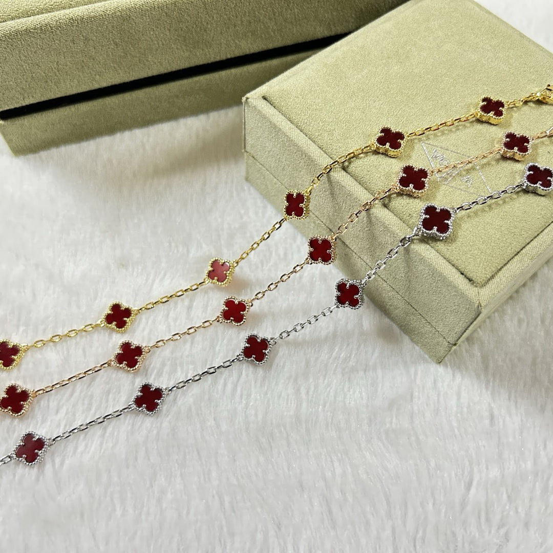 [Resenly Jewelry]CLOVER 6 MOTIF RED AGATE BRACELET