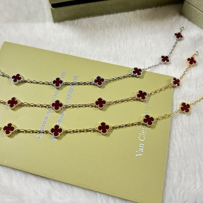 [Resenly Jewelry]CLOVER 6 MOTIF RED AGATE BRACELET