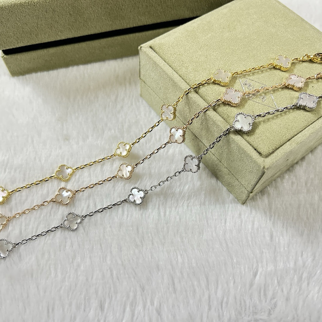 [Resenly Jewelry]CLOVER 6 MOTIF WHITE MOP BRACELET