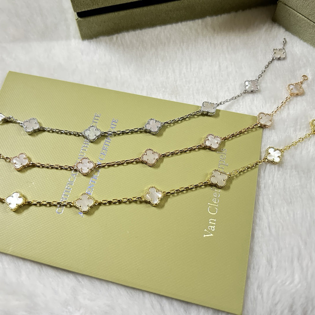 [Resenly Jewelry]CLOVER 6 MOTIF WHITE MOP BRACELET