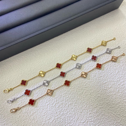 [Resenly Jewelry]CLOVER 6 MOTIF RED AGATE LASER BRACELET