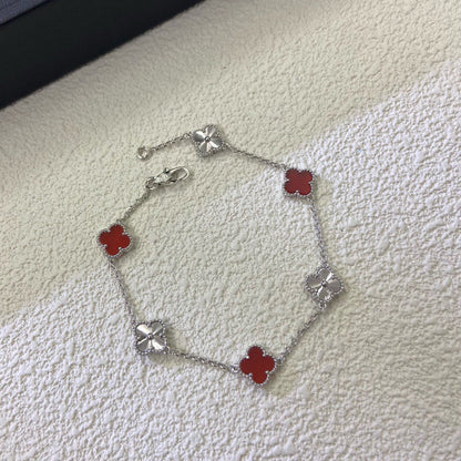 [Resenly Jewelry]CLOVER 6 MOTIF RED AGATE LASER BRACELET