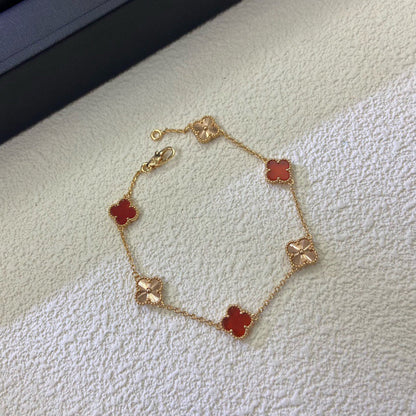 [Resenly Jewelry]CLOVER 6 MOTIF RED AGATE LASER BRACELET