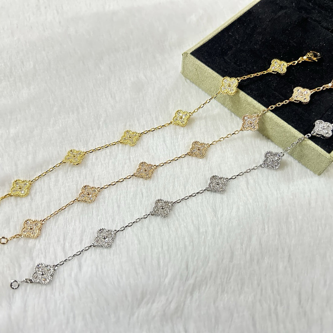 [Resenly Jewelry]CLOVER 6 MOTIF DIAMOND BRACELET