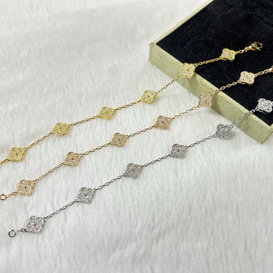 [Resenly Jewelry]CLOVER 6 MOTIF DIAMOND BRACELET