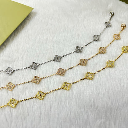 [Resenly Jewelry]CLOVER 6 MOTIF DIAMOND BRACELET