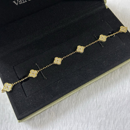 [Resenly Jewelry]CLOVER 6 MOTIF DIAMOND BRACELET