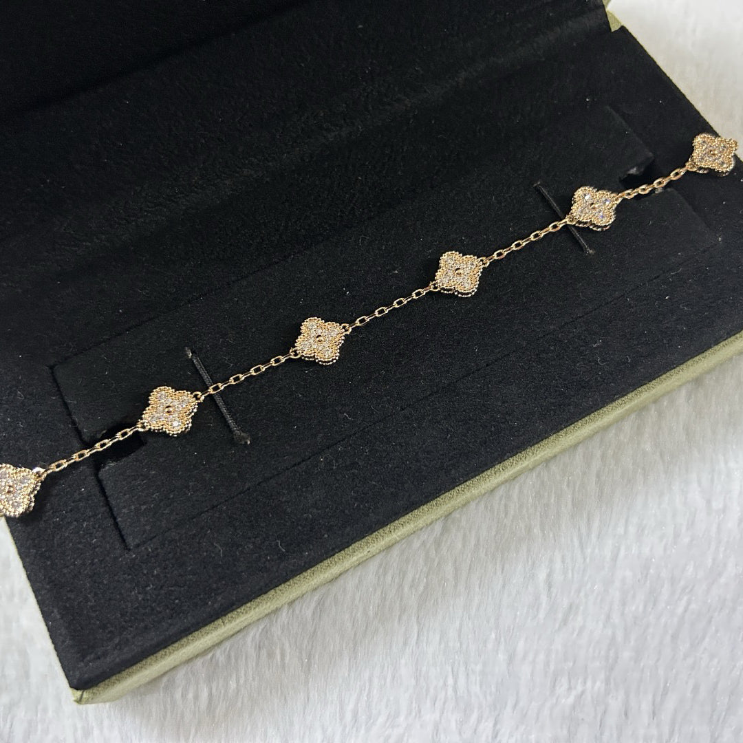 [Resenly Jewelry]CLOVER 6 MOTIF DIAMOND BRACELET